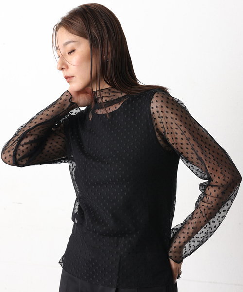 ONE'S TRUE(ワンズトゥルー)の「シアーハイネック(Tシャツ/カットソー・レディース・ブラック/カーキ・M/L)」の6枚目の写真