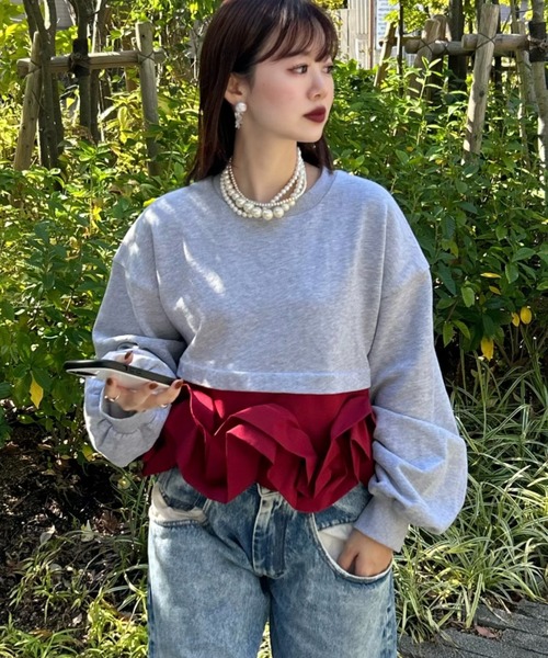 INTER FACTORY（インターファクトリー）の「mai - フラワードッキングスウェット - made in INTER FACTORY（スウェット・レディース・ブルー/レッド・SMALL/MEDIUM）」の21枚目の写真