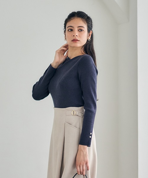 12Twelve Agenda（トゥエルブ　アジェンダ）の「アシメタックネックリブニットプルオーバー（ニット/セーター・レディース・ピンク/オフホワイト/チャコールグレー/ブルー/ミント/ベージュ/サックスブルー/ピンク系その他・M）」の19枚目の写真