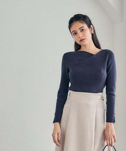 12Twelve Agenda（トゥエルブ　アジェンダ）の「アシメタックネックリブニットプルオーバー（ニット/セーター・レディース・ピンク/オフホワイト/チャコールグレー/ブルー/ミント/ベージュ/サックスブルー/ピンク系その他・M）」の22枚目の写真