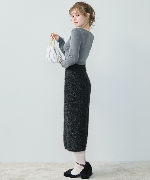 TITTY&CO.（ティティーアンドコー）の「アシンメトリードレープネックニット（ニット/セーター・レディース・チャコールグレー/キャメル・FREE）」の20枚目の写真