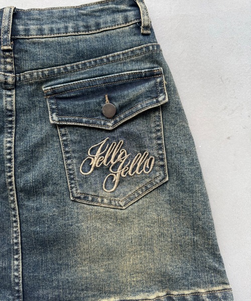 【 】Jeans ロゴ刺繍 デニム ミニスカート ♪ セール】shritaロゴデニムミニスカート（デニムスカート