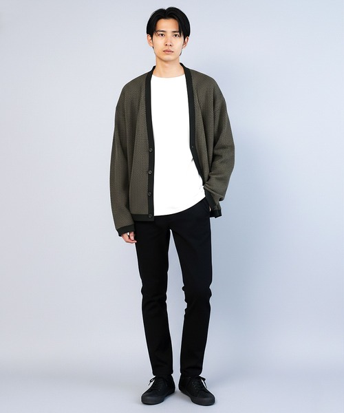 jiggys shop（ジギーズショップ）の「ウォッシャブルバイカラーワッフルカーディガン（カーディガン/ボレロ・メンズ・ホワイト×グレー/グレー系その他/ホワイト系その他・MEDIUM/LARGE）」の9枚目の写真