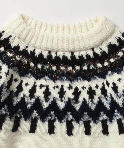 Ray BEAMS（レイビームス）の「Ray BEAMS / ノルディック柄クルーネック（ニット/セーター・レディース・オフホワイト/ネイビー・ONE SIZE）」の5枚目の写真