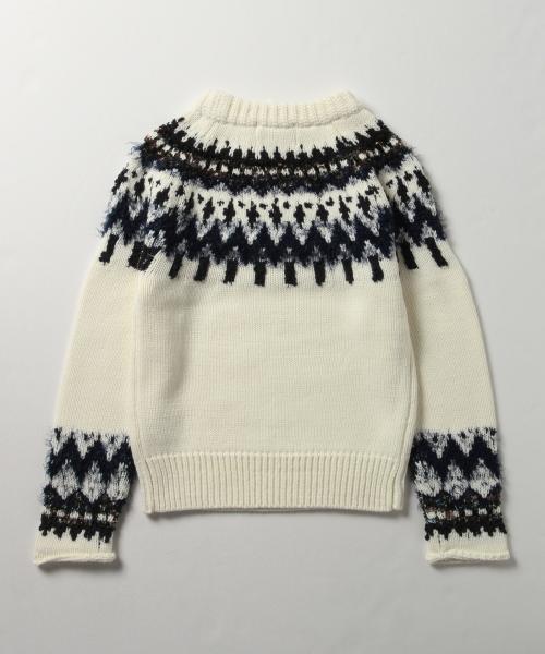 Ray BEAMS（レイビームス）の「Ray BEAMS / ノルディック柄クルーネック（ニット/セーター・レディース・オフホワイト/ネイビー・ONE SIZE）」の9枚目の写真