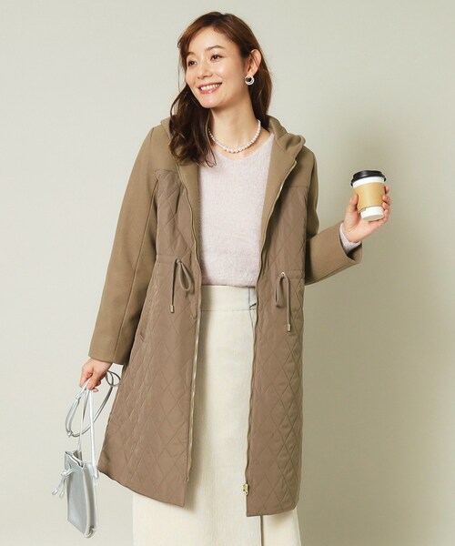 【セール】【ウエストドロスト仕様】異素材切替キルトコート（その他アウター）｜ITS'DEMO（イッツデモ）