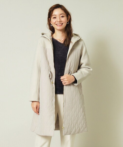 【セール】【ウエストドロスト仕様】異素材切替キルトコート（その他アウター）｜ITS'DEMO（イッツデモ）