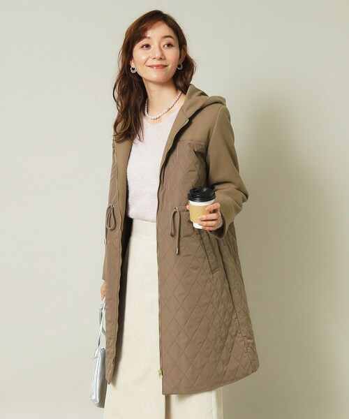 【セール】【ウエストドロスト仕様】異素材切替キルトコート（その他アウター）｜ITS'DEMO（イッツデモ）