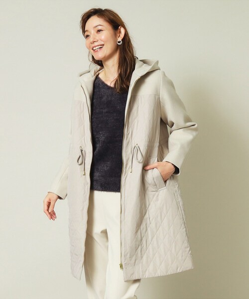 【セール】【ウエストドロスト仕様】異素材切替キルトコート（その他アウター）｜ITS'DEMO（イッツデモ）
