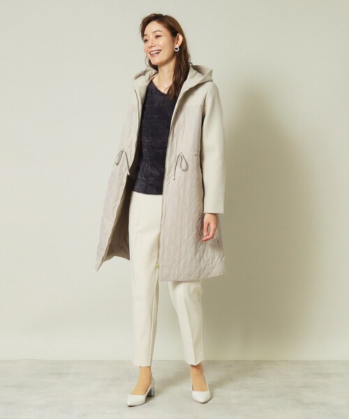【セール】【ウエストドロスト仕様】異素材切替キルトコート（その他アウター）｜ITS'DEMO（イッツデモ）