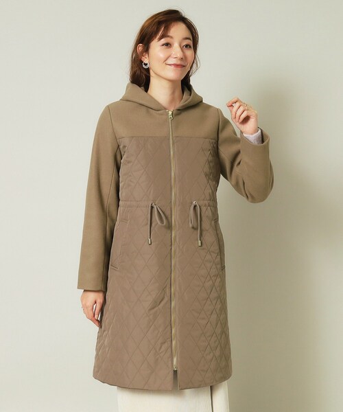 【セール】【ウエストドロスト仕様】異素材切替キルトコート（その他アウター）｜ITS'DEMO（イッツデモ）