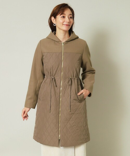 【セール】【ウエストドロスト仕様】異素材切替キルトコート（その他アウター）｜ITS'DEMO（イッツデモ）