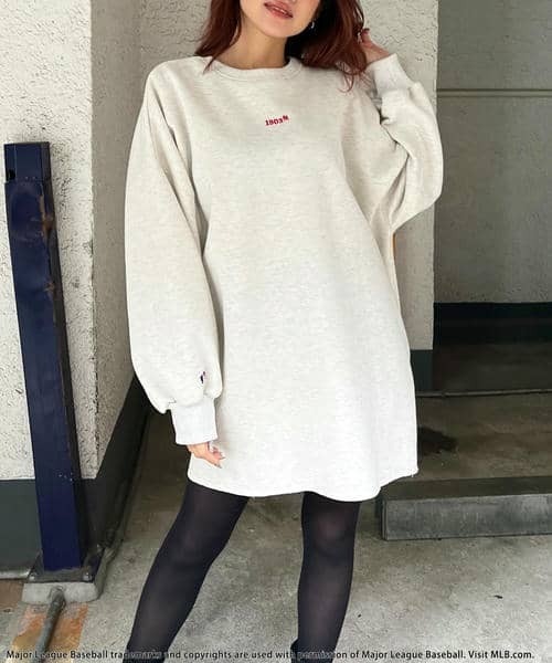 BACK TO THE FIELD（バック トゥー ザ フィールド）の「【MLB】2WAY刺しゅうロゴスウェット（ワンピース・レディース・オフホワイト/ブラック/ライトグレー・FREE）」の16枚目の写真