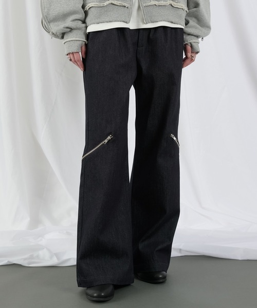 セール】RIGID DENIM ZIP DESIGN PANTS／リジットデニムジップデザイン