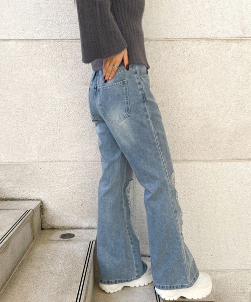GORGE（ゴージ）の「フレアーダメージデニムパンツ（デニムパンツ・レディース・ブルー/ブルー系その他・F）」の5枚目の写真