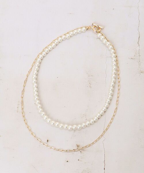 le.coeur blanc（ルクールブラン）の「パール×チェーン2連ネックレス（ネックレス・レディース・ゴールド・FREE）」の5枚目の写真
