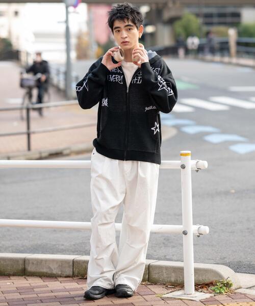 WEGO（ウィゴー）の「WEGO/ジャガードグラフィックニットZIPパーカー（カーディガン/ボレロ・メンズ・ブラック/ホワイト・MEDIUM/LARGE）」の11枚目の写真