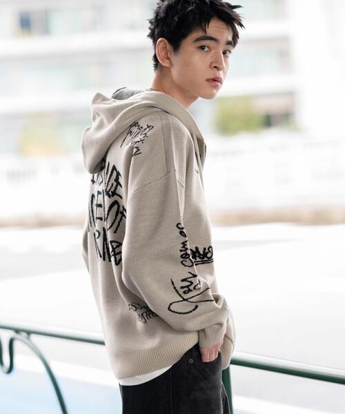 WEGO（ウィゴー）の「WEGO/ジャガードグラフィックニットZIPパーカー（カーディガン/ボレロ・メンズ・ブラック/ホワイト・MEDIUM/LARGE）」の17枚目の写真