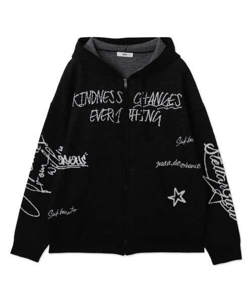 セール】WEGO/【25年春夏新作】ジャガードグラフィックニットZIP