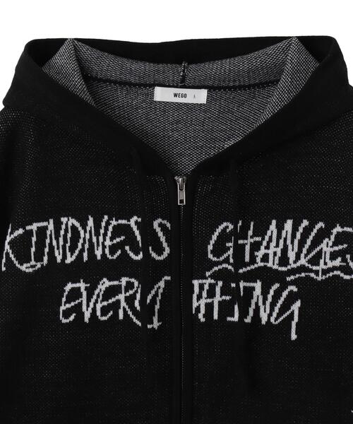 WEGO（ウィゴー）の「WEGO/ジャガードグラフィックニットZIPパーカー（カーディガン/ボレロ・メンズ・ブラック/ホワイト・MEDIUM/LARGE）」の6枚目の写真