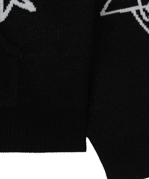 WEGO（ウィゴー）の「WEGO/ジャガードグラフィックニットZIPパーカー（カーディガン/ボレロ・メンズ・ブラック/ホワイト・MEDIUM/LARGE）」の9枚目の写真