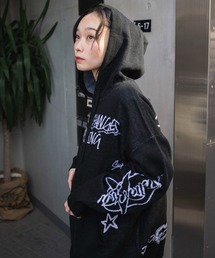 WEGO/ジャガードグラフィックニットZIPパーカー