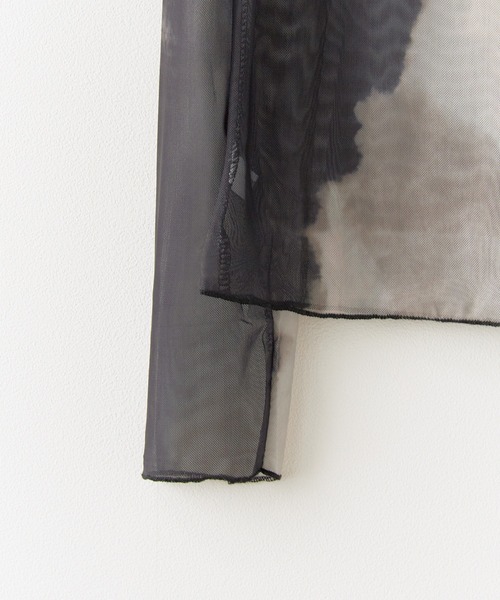 BLANK　（ブランク）の「Marble Print Sheer Tops / マーブルプリントシアートップス（Tシャツ/カットソー・レディース・ブラウン/グレー/ブルー・FREE）」の5枚目の写真