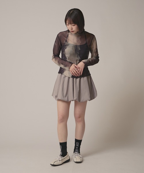 BLANK　（ブランク）の「Marble Print Sheer Tops / マーブルプリントシアートップス（Tシャツ/カットソー・レディース・ブラウン/グレー/ブルー・FREE）」の22枚目の写真