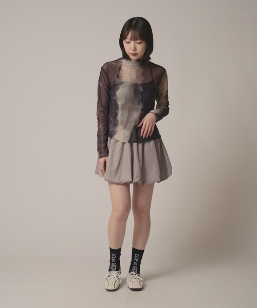 BLANK　（ブランク）の「Marble Print Sheer Tops / マーブルプリントシアートップス（Tシャツ/カットソー・レディース・ブラウン/グレー/ブルー・FREE）」の21枚目の写真
