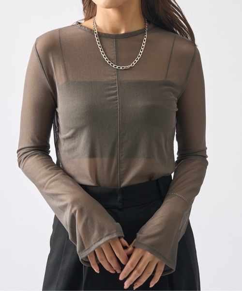 Lui's（ルイス）の「シアートップス（Tシャツ/カットソー・レディース・グレー/ブラック/ホワイト/ブラウン・FREE）」の6枚目の写真