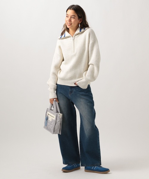 BAYFLOW(ベイフロー)の「ラインカラーハーフジッププルオーバー(ニット/セーター・レディース・オフホワイト/グレー・FREE)」の14枚目の写真