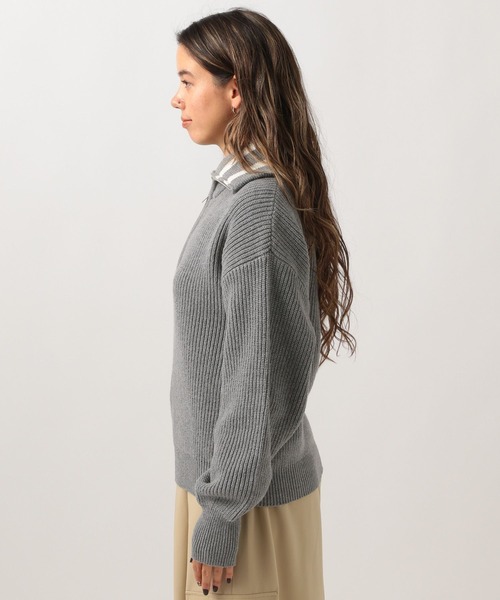 BAYFLOW(ベイフロー)の「ラインカラーハーフジッププルオーバー(ニット/セーター・レディース・オフホワイト/グレー・FREE)」の12枚目の写真
