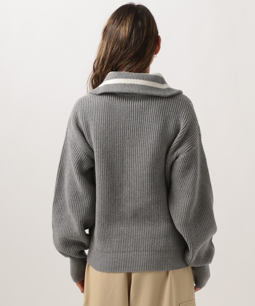 BAYFLOW(ベイフロー)の「ラインカラーハーフジッププルオーバー(ニット/セーター・レディース・オフホワイト/グレー・FREE)」の13枚目の写真