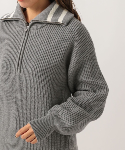 BAYFLOW(ベイフロー)の「ラインカラーハーフジッププルオーバー(ニット/セーター・レディース・オフホワイト/グレー・FREE)」の5枚目の写真