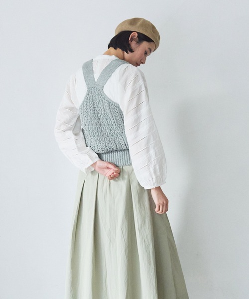 NIMES（ニーム）の「レースコンビブラウス（シャツ/ブラウス・レディース・ネイビー/ホワイト・FREE）」の6枚目の写真