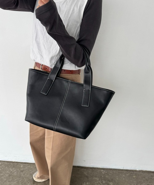 EFOLE(エフォル)の「【ZOZO限定】Smooth stitch tote bag / スムース ステッチ トートバッグ(トートバッグ・レディース・ブラック/ベージュ・FREE)」の18枚目の写真