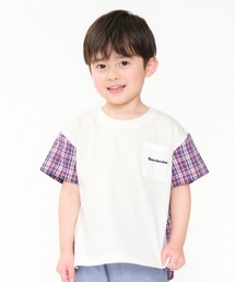 Moujonjon | サッカーチェック無地切替半袖Ｔシャツ(Tシャツ/カットソー)