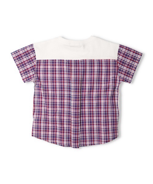 Moujonjon(ムージョンジョン)の「サッカーチェック無地切替半袖Tシャツ(Tシャツ/カットソー・キッズ・ホワイト/ネイビー・80/90/100/110/120/130/140)」の10枚目の写真
