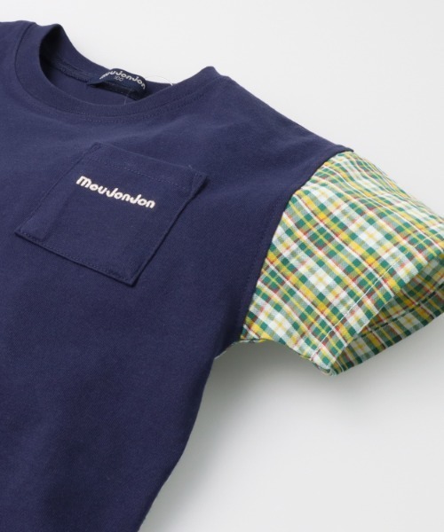 Moujonjon(ムージョンジョン)の「サッカーチェック無地切替半袖Tシャツ(Tシャツ/カットソー・キッズ・ホワイト/ネイビー・80/90/100/110/120/130/140)」の11枚目の写真