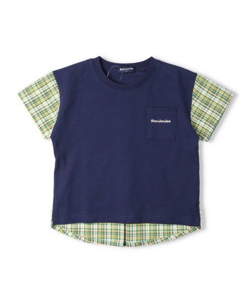 Moujonjon(ムージョンジョン)の「サッカーチェック無地切替半袖Tシャツ(Tシャツ/カットソー・キッズ・ホワイト/ネイビー・80/90/100/110/120/130/140)」の17枚目の写真