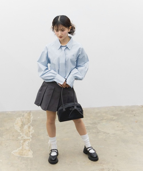 GLOBAL WORK(グローバルワーク)の「ネクタイクロップドシャツ/AND YUA ANY/251538(シャツ/ブラウス・キッズ・ライトブルー/ライトグレー/ネイビー・FREE)」の20枚目の写真
