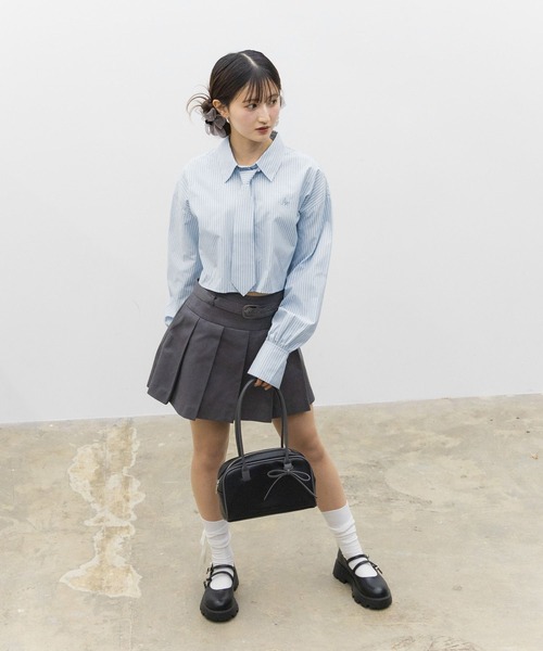 GLOBAL WORK(グローバルワーク)の「ネクタイクロップドシャツ/AND YUA ANY/251538(シャツ/ブラウス・キッズ・ライトブルー/ライトグレー/ネイビー・FREE)」の21枚目の写真