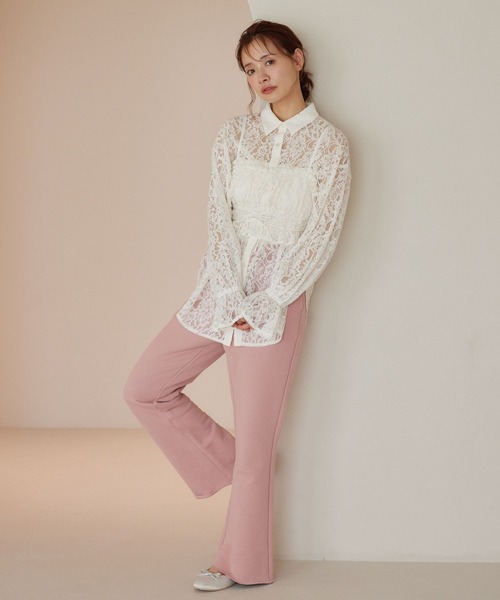 mysty woman（ミスティウーマン）の「スウェットフレアパンツ  320383（スウェットパンツ・レディース・グレー/ブラック/ピンク・FREE）」の6枚目の写真