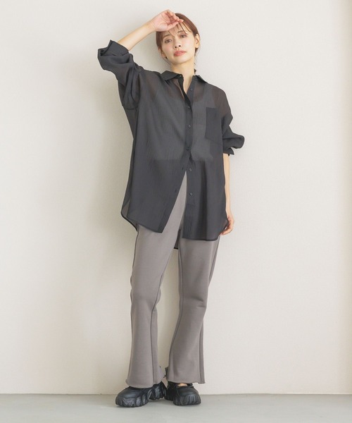 mysty woman（ミスティウーマン）の「スウェットフレアパンツ  320383（スウェットパンツ・レディース・グレー/ブラック/ピンク・FREE）」の8枚目の写真