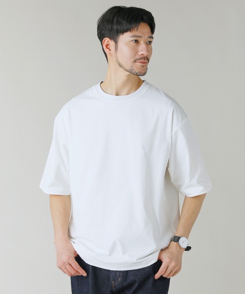 LIL VENDARS(リルヴェンダース)の「Buyer's Select/【接触冷感/速乾/UVカット/イージーケア】ポンチリブ襟半袖Tシャツ(Tシャツ/カットソー・メンズ・ブルー/スミクロ/ホワイト/グリーン・M/L/LL)」の2枚目の写真