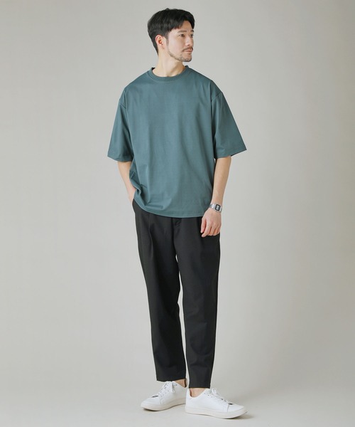 LIL VENDARS(リルヴェンダース)の「Buyer's Select/【接触冷感/速乾/UVカット/イージーケア】ポンチリブ襟半袖Tシャツ(Tシャツ/カットソー・メンズ・ブルー/スミクロ/ホワイト/グリーン・M/L/LL)」の14枚目の写真