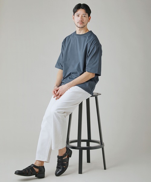 LIL VENDARS(リルヴェンダース)の「Buyer's Select/【接触冷感/速乾/UVカット/イージーケア】ポンチリブ襟半袖Tシャツ(Tシャツ/カットソー・メンズ・ブルー/スミクロ/ホワイト/グリーン・M/L/LL)」の16枚目の写真