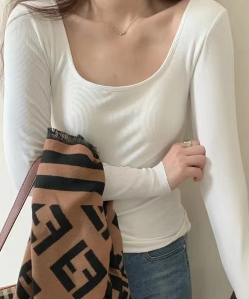 MASHIRO(マシロ)の「【MASHIRO】パッド付き長袖カットオフリブカットソー/ブラトップ(MA/EK100)(Tシャツ/カットソー・レディース・ホワイト/ブラック/グレー・FREE)」の11枚目の写真