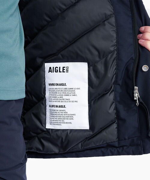 AIGLE(エーグル)の「防水 透湿 防風 GORE-TEX ゴアテックス フーデッドダウンジャケット RP(ダウンジャケット/コート・メンズ・モスグリーン/ブラック・S/L/XL/M)」の8枚目の写真
