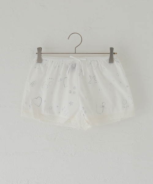 Oriens JOURNAL STANDARD(オリエンス ジャーナルスタンダード)の「【Praying/プレイング】Rhinestone Bow Shorts PRAY240 39- WHITE(その他パンツ・レディース・ホワイト・SMALL)」の1枚目の写真